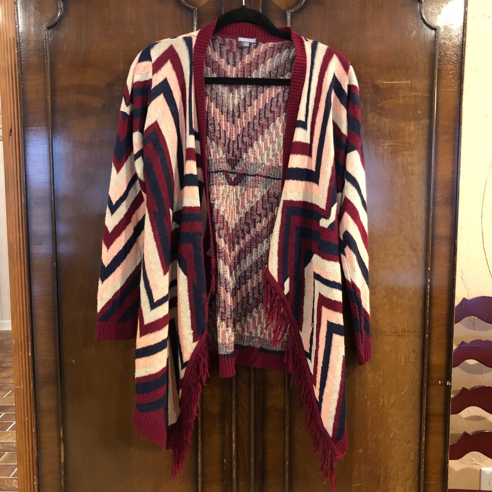 Charlotte Russe Multicolor Chevron Cardigan